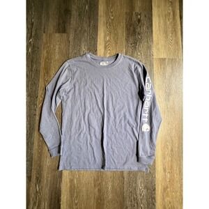 Carhartt Long Sleeve T-Shirt Mens Medium Purple Excellent Graphic Sleeve Logo